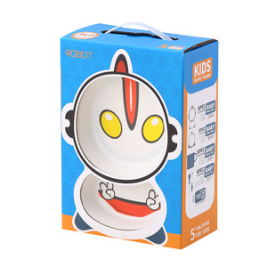 Set di stoviglie in fibra di bambù per bambini simpatico cartone animato madre Baby Design piatto da cena e ciotola per cibo con confezione regalo - Product Image 1