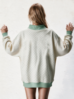 Sweat-shirt à col montant à pois pour femme, longueur allongée, avec logo brodé personnalisé, haut chemisier pour femme