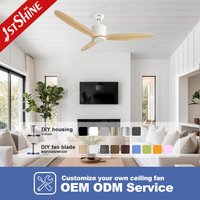 Ventilateur de plafond 1stshine à 3 pales en bois massif, simple, télécommandé, faible consommation d'énergie, compatible Alexa et Google
