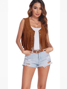 <span class=keywords><strong>Chaleco</strong></span> sin mangas con <span class=keywords><strong>flecos</strong></span> y borlas para mujer, estilo <span class=keywords><strong>hippie</strong></span> de los años 70, vaquera, para conciertos country, estilo western - Product Image 1