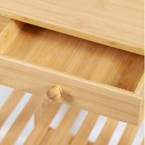 Bamboo Three Layer Wheeled <b>Storage</b> <b>Cart</b> 75cm Height Kitchen Organizer Multifunctional Movable Rack - Product Image 3