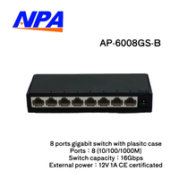 Switch de Red Gigabit de 8 Puertos 10/100/1000Mbps, Switch Ethernet de Escritorio de Plástico, 16Gbps, Plug and Play para Hogar, Oficina, Cámara IP