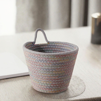 Panier de rangement rond en tissu pliable, moderne et minimaliste, en corde de coton tressée, écologique, pour cosmétiques, jouets, clés, bijoux, articles de toilette