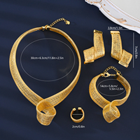 MEIZI Bijoux Dubai Tendance Cuivre Plaqué Or 18 carats Parure de Luxe Bague Boucles d'Oreilles Africaines pour Mariage
