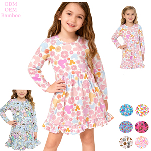 Ruidian Hot Selling New Design Vestido De Bambu Crianças Baby Girl Vestidos Custom Manga Longa Bonito Criança Princesa Twirl Dress <span class=keywords><strong>Clothing</strong></span> - Product Image 1