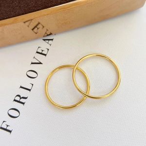 Xinfly Design Men and Women Popular 18K Solid Gold Simple <b>Plain</b> Circle Couple <b>Ring</b> - Product Image 1