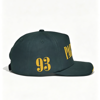 Gorra de Béisbol Snapback de 5 Paneles con Visera Plana, Color Verde Oscuro, Personalizada con Logotipo de Equipo de Fútbol en Silicona, Estilo Deportivo Unisex, Venta al Por Mayor