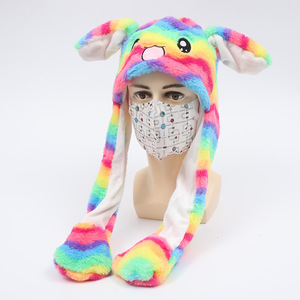 Custom Christmas Moveable LED Lighted <strong>Plush</strong> Stuffed Animal Toy Warm Winter Party Animal Toys <strong>Rabbit</strong> Ears <strong>Hat</strong> - Product Image 6
