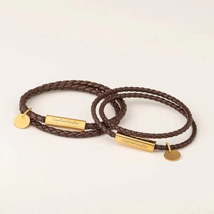 Pulsera Personalizada para Parejas con Grabado, Cuerda Trenzada de Acero Inoxidable, Grabado Personalizado, Regalo para Parejas - Product Image 2