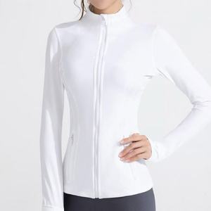 Veste de sport respirante pour femme, coupe ajustée, avec logo personnalisé, en Spandex/Nylon, manches longues, fermeture éclair élastique sur le devant, grandes tailles, pour la course à pied - Product Image 3