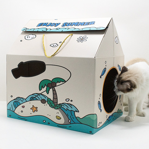 Wholesale Custom Logo Gift Packing Milk Box house shaped packaging cat scratcher cardboard cat house