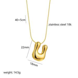 Gran oferta, cadena de acero inoxidable, globo, 26 letras del alfabeto, collar de letras iniciales de burbujas de acero inoxidable - Product Image 5