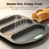 Moule à pain français en silicone, 4 cavités, plaque de cuisson pour baguette avec trous d'aération, réutilisable, compatible four et lave-vaisselle, outil de fabrication de pain