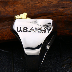 Anel de aço SS8-290R soldado personalidade punk, joias masculinas, americana, airborne, gritando, ouro, águia - Product Image 5