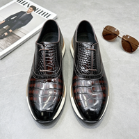 1 paire MOQ, chaussures décontractées pour hommes en cuir de haute qualité à semelle épaisse, baskets en cuir à motif crocodile, chaussures habillées décontractées pour affaires