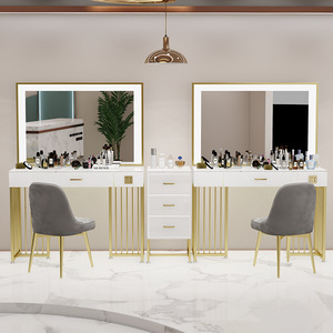 Mesa de Maquillaje con Luces para Salón de Belleza, Espejo de Tocador, Mesa de Maquillaje de Lujo, Moderna para <span class=keywords><strong>Peluquería</strong></span> y Bodas - Product Image 4