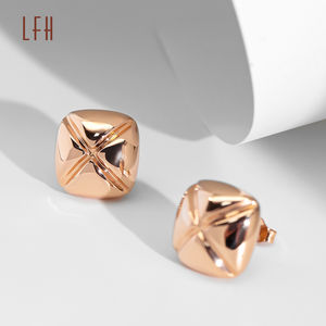 18k Real Gold Rhombus Shape <b>Stud</b> <b>Earrings</b> Pure Gold <b>Earrings</b> Square 18k Gold Smooth <b>Small</b> <b>Earrings</b> Oro 18k Original - Product Image 5