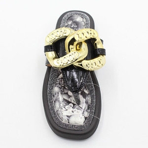 Nouvelles sandales compensées de haute qualité pour femmes, élégantes et tendance, de marques de créateurs célèbres, babouches en métal - Product Image 4