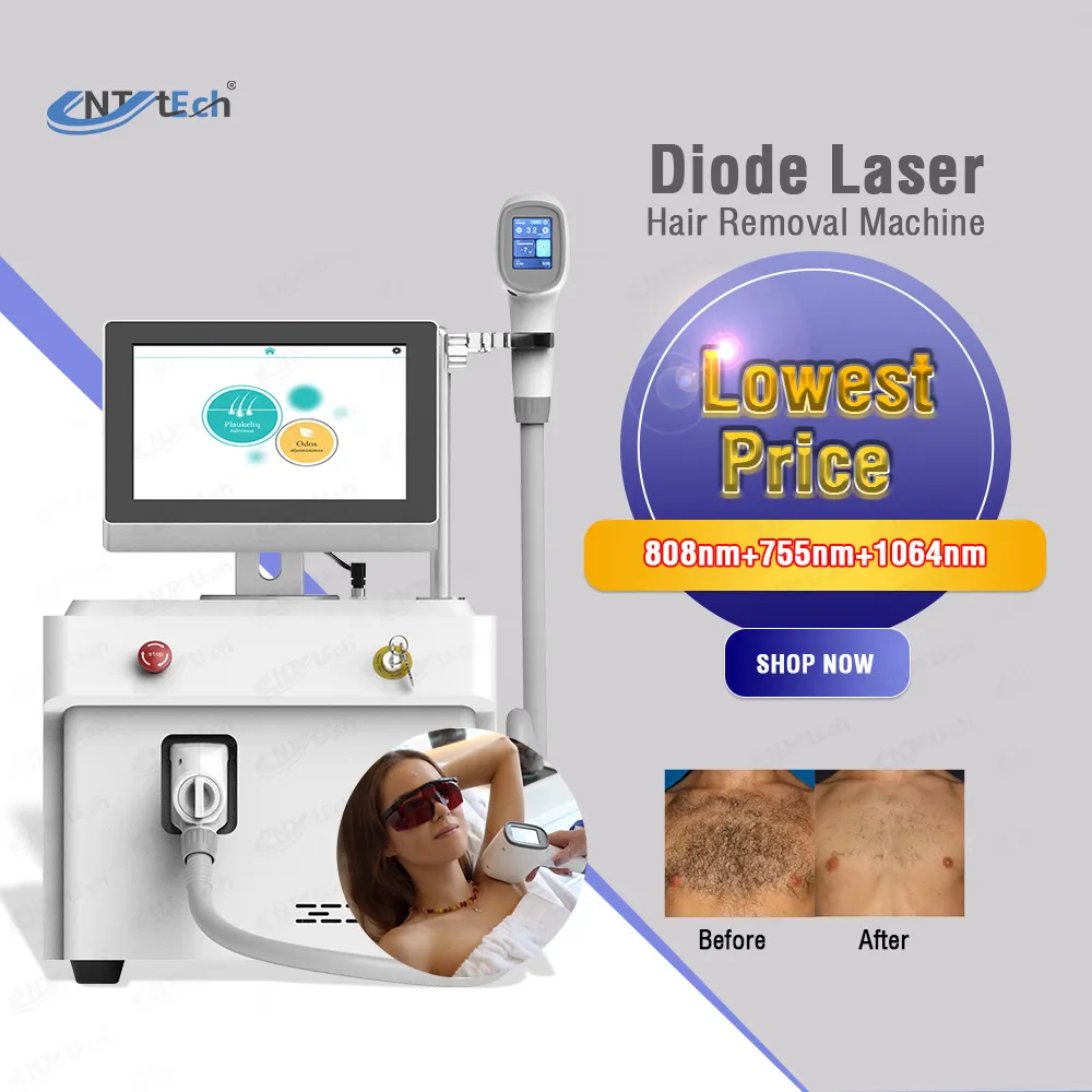 2023 unt laser 755nm 808nm 1064nm diode laser 3 wavelength 808 for hair removal