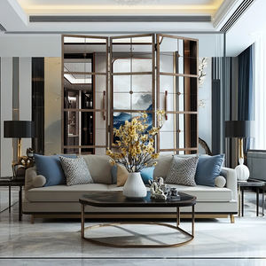 Vosge, rejilla japonesa clásica ETERNAL Marco de hierro partición de pantalla de espejo plegable - Product Image 4