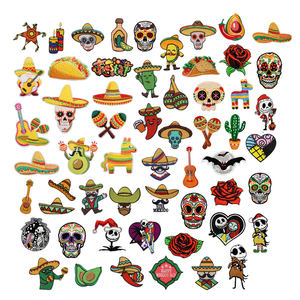 Rouleau <span class=keywords><strong>de</strong></span> bœuf crâne <span class=keywords><strong>de</strong></span> style jour mexicain fabriqué en usine Rose avocat Design fer sur des patchs <span class=keywords><strong>de</strong></span> vacances brodés mexicains morts - Product Image 1