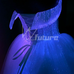 Vestido de Noche Luminiscente Blanco para <span class=keywords><strong>Mujer</strong></span>, de una Pieza, con Fibra Óptica LED, para Actuaciones de Adultos en Salones de Baile - Product Image 2