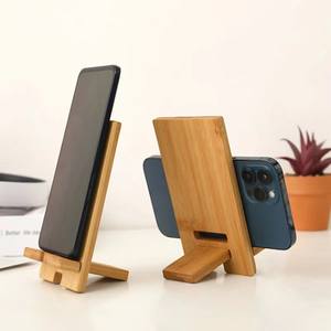 卸売カスタムロゴクリエイティブシンプル木製デスクトップ携帯電話スタンド - Product Image 4