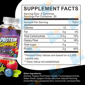 Gummies protéinés saveur fruits rouges sans <span class=keywords><strong>sucre</strong></span>, marque privée OEM ODM, formule personnalisée, emballage sur mesure, pour la croissance musculaire et après l'entraînement - Product Image 2