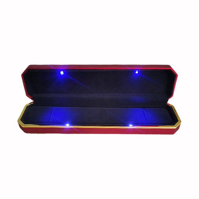 Custom Red Plastic Box Necklace Ornament Ring LED Jewelry Box Luxury Jewelry Gift Box With Light