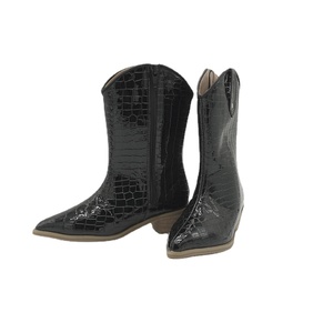 Bottes en cuir mi-mollet pour bébés filles, bottes courtes à bout pointu et talon bloc, <span class=keywords><strong>botte</strong></span> de cow-boy western pour enfants, chaussures d'équitation pour enfants - Product Image 3