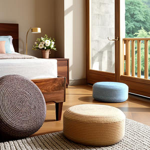 Cojín redondo de estilo japonés para el suelo, de color sólido, mezcla de algodón, cojín de meditación para dormitorio, sala de estar, yoga, tatami. - Product Image 4