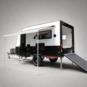 Remorque de camping tout-terrain haut de gamme avec <span class=keywords><strong>porte</strong></span>-rampe arrière et auvent latéral, <span class=keywords><strong>caravane</strong></span> légère remorquable par SUV pour moto et VTT - Product Image 1