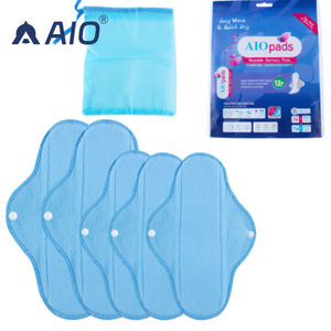 6 kit di assorbenti igienici riutilizzabili pz/set pastiglie per periodi mestruali femminili in tessuto organico fodera in pile polare tuta Wet Bag lavabile - Product Image 1