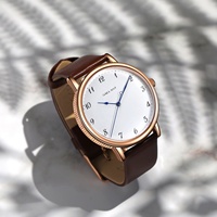 Relojes de vestir clásicos personalizados con correa de cuero reloj de cuarzo para hombre ultrafino Meca-Quartz
