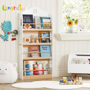 Prezzo di fabbrica in legno per bambini Montessori libreria di mobili per bambini a 4 livelli organizzatore di librerie per bambini in legno alta libreria - Product Image 5