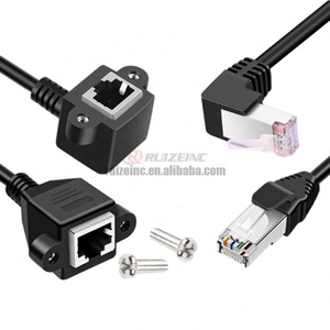 Gigabit Rj45 erkek dişi delik vida deliği ile genişletilmiş kare sınıf 6 ağ portu üzerinde bükülmüş uzatılmış kablo - Product Image 4