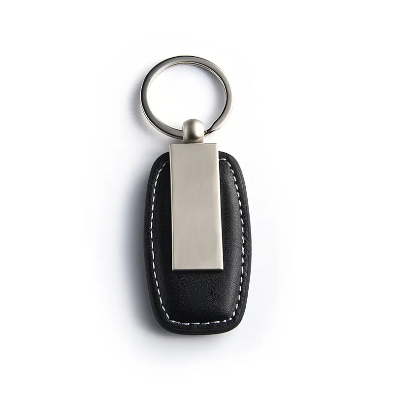 Gantungan Kunci Kulit PU + Logam Kualitas Tinggi, Gantungan Kunci Logo Kustom untuk Hadiah Bisnis Baru