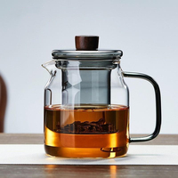 Nouvelle théière minimaliste en verre borosilicate sans plomb avec infuseur et poignée colorée, écologique, en stock