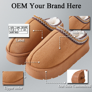 Chaussons en laine pour femmes, fabriqués sur mesure par l'usine, style ethnique rétro, doublés de laine, chaussons tendance, bottes antidérapantes d'intérieur - Product Image 5