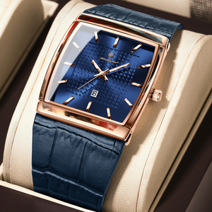 Montre à quartz en cuir pour <span class=keywords><strong>homme</strong></span> Poedagar 885, affichage de la date lumineux, étanche, montre de luxe tendance, montre carrée pour <span class=keywords><strong>homme</strong></span> - Product Image 1