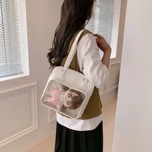 Fashion Japan Style Women Tote Handbag Ita Shoulder Bag With Pins Display Transparent Window For Girls