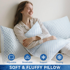 Oreiller en mousse à mémoire de forme déchiquetée rafraîchissante en fibre de glace, réglable en hauteur, soutien cervical, literie respirante pour dormir - Product Image 3