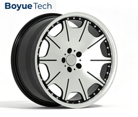 Jantes en alliage forgées monobloc 16-24'' à 6 branches, finition rivetée 2 pièces simulée, usinées argent/noir, entraxes 5x108 5x112 5x114.3 5x115 5x120 5x130