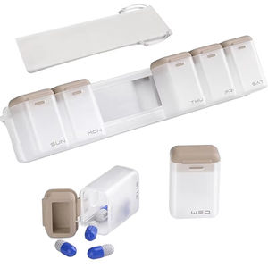 LM LM25238 Organisateur de pilules hebdomadaire 1 dose par jour, boîte à médicaments magnétique de voyage, distributeur de médicaments quotidien, portable et détachable - Product Image 1