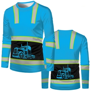 T-shirt de sécurité fluorescent haute visibilité réfléchissant pour vêtements de travail de construction, classe 3 ANSI, LED clignotante, polyester, personnalisé - Product Image 2