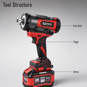 Clé à chocs sans fil professionnelle à moteur sans balais à couple élevé 1300 Nm, vitesse variable, entraînement 1/2 pouce, pour réparation de véhicules - Product Image 2
