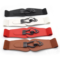 SAIJE – ceinture élastique en tissu pour femme, 6cm de large, avec boucle en métal, à la mode, pour l'hiver et l'été