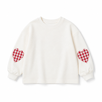 Sweat-shirt décontracté à col rond avec patchs en forme de cœur pour enfants, garçons et filles, tenue d'automne et d'hiver
