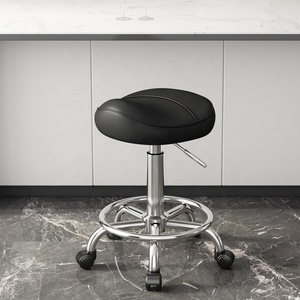 Round Rolling <b>Stool</b> Chair PU Leather Height Adjustable Swivel Drafting Work SPA Shop Salon <b>Stools</b> - Product Image 6