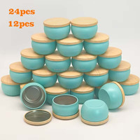 Boîtes en métal bleues sans soudure pour bougies, vides, 2,2 oz et 4 oz, pots de voyage colorés avec couvercles à enfiler